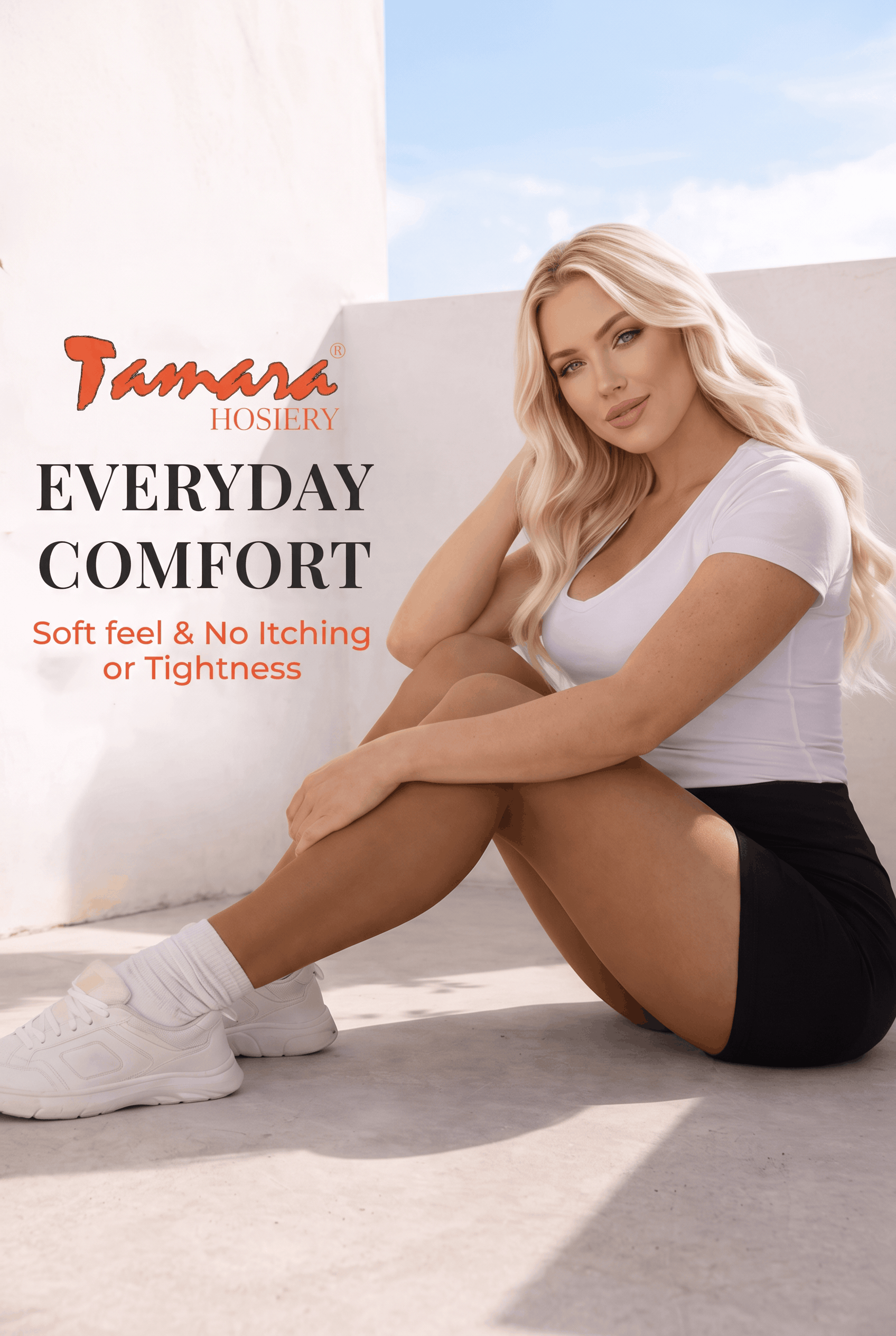 Tan everyday sheer pantyhose with comfortable waistband and soft feel