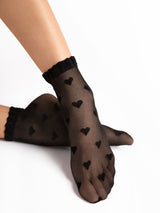 Fiore Sheer Heart Picot Ankle Socks – 20 Den