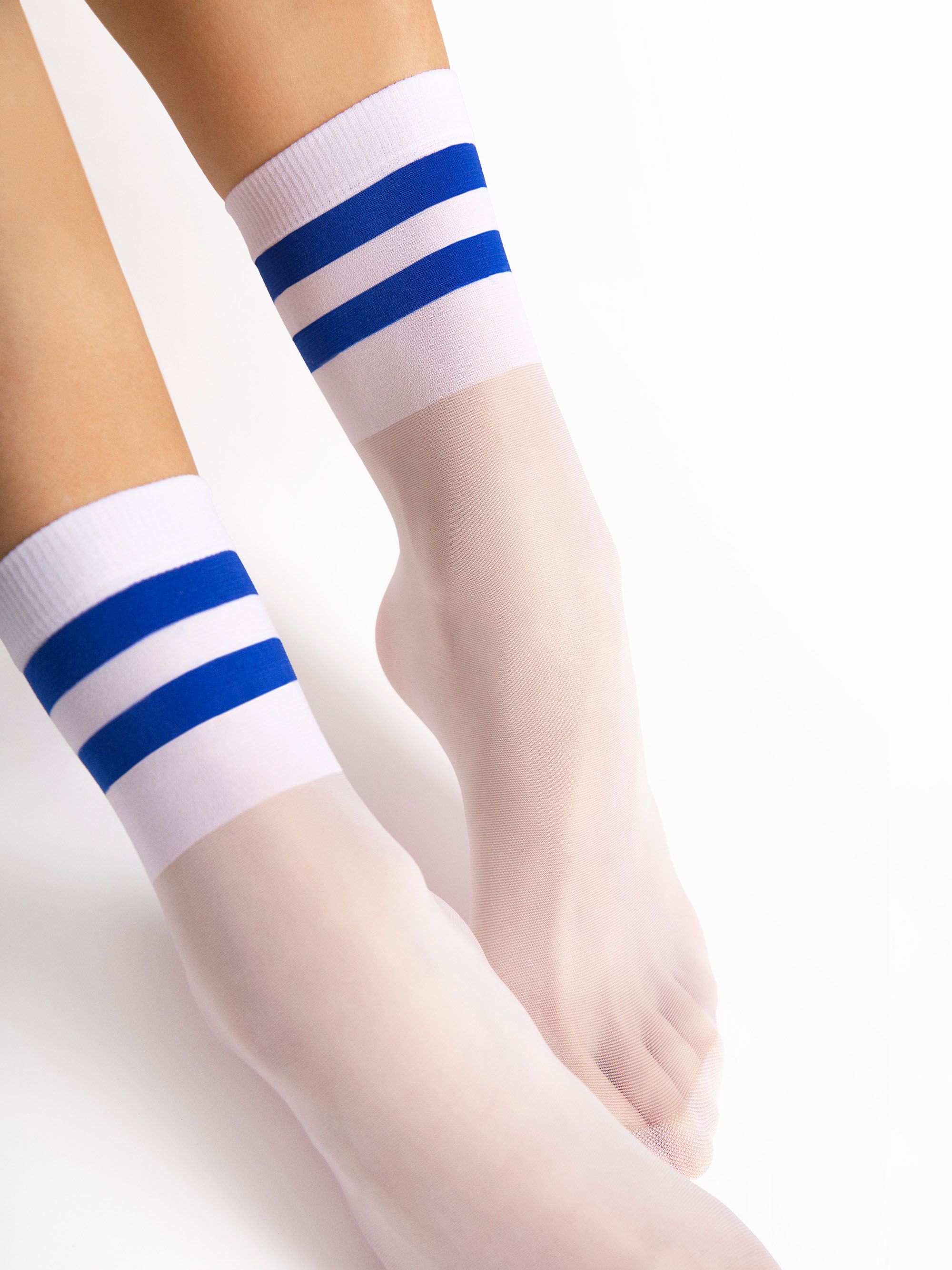 Fiore Sheer Stripe Crew Socks – 20 Den