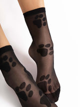 Fiore Paw Print Crew Socks – 20 Den