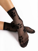 Fiore Paw Print Crew Socks – 20 Den