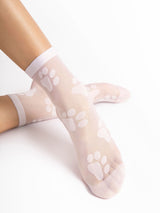 Fiore Paw Print Crew Socks – 20 Den