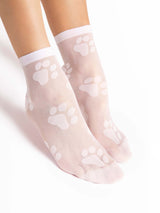 Fiore Paw Print Crew Socks – 20 Den