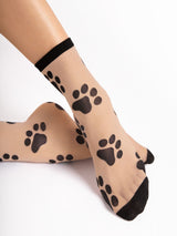 Fiore Paw Print Crew Socks – 20 Den