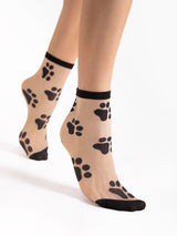 Fiore Paw Print Crew Socks – 20 Den