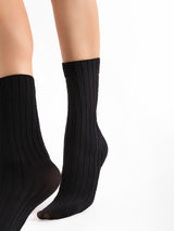 Fiore Classic Ribbed Stripe Crew Socks – 40 Den