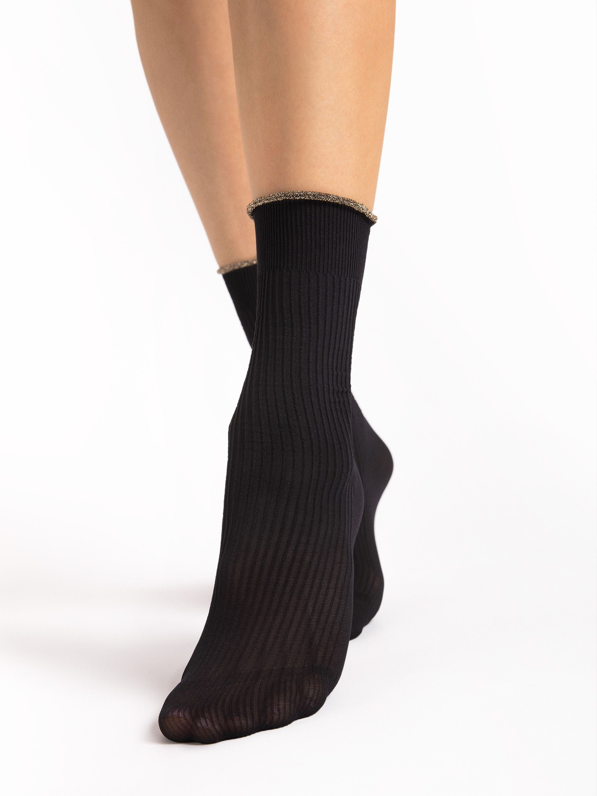Fiore Fine Rib Crew Socks – 40 Den