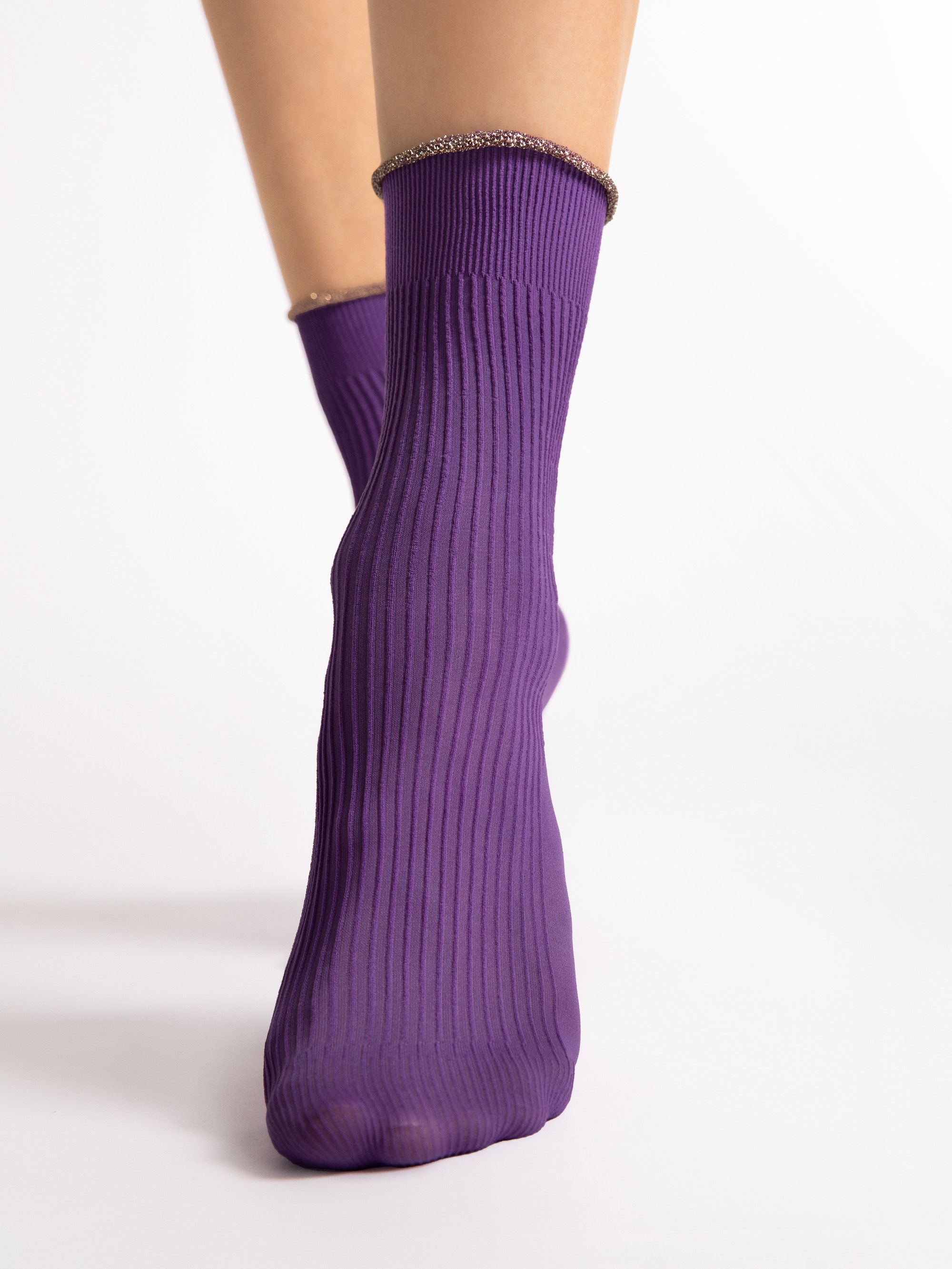 Fiore Fine Rib Crew Socks – 40 Den