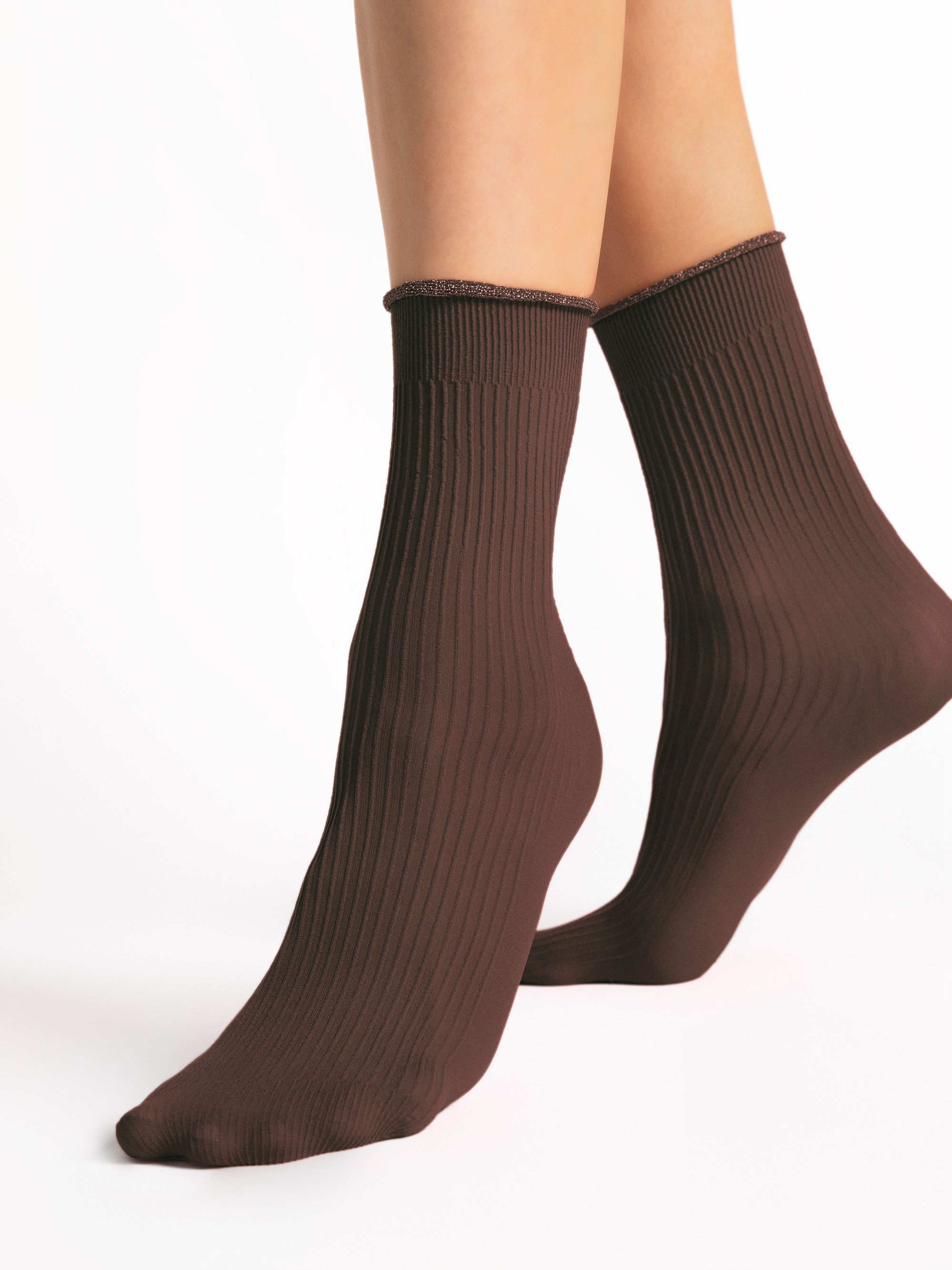 Fiore Fine Rib Crew Socks – 40 Den