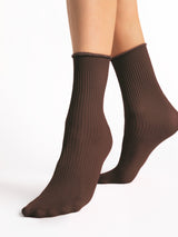 Fiore Fine Rib Crew Socks – 40 Den
