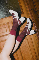 Fiore Jacquard Pattern Crew Socks – 40 Den