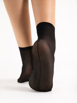 Fiore Mesh Stripe Crew Socks – 20 Den