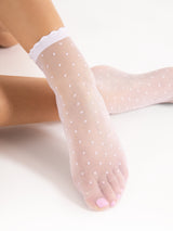 Fiore Polka Dot Ultra-Sheer Crew Socks – 20 Den