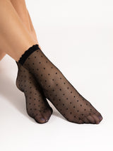 Fiore Polka Dot Ultra-Sheer Crew Socks – 20 Den
