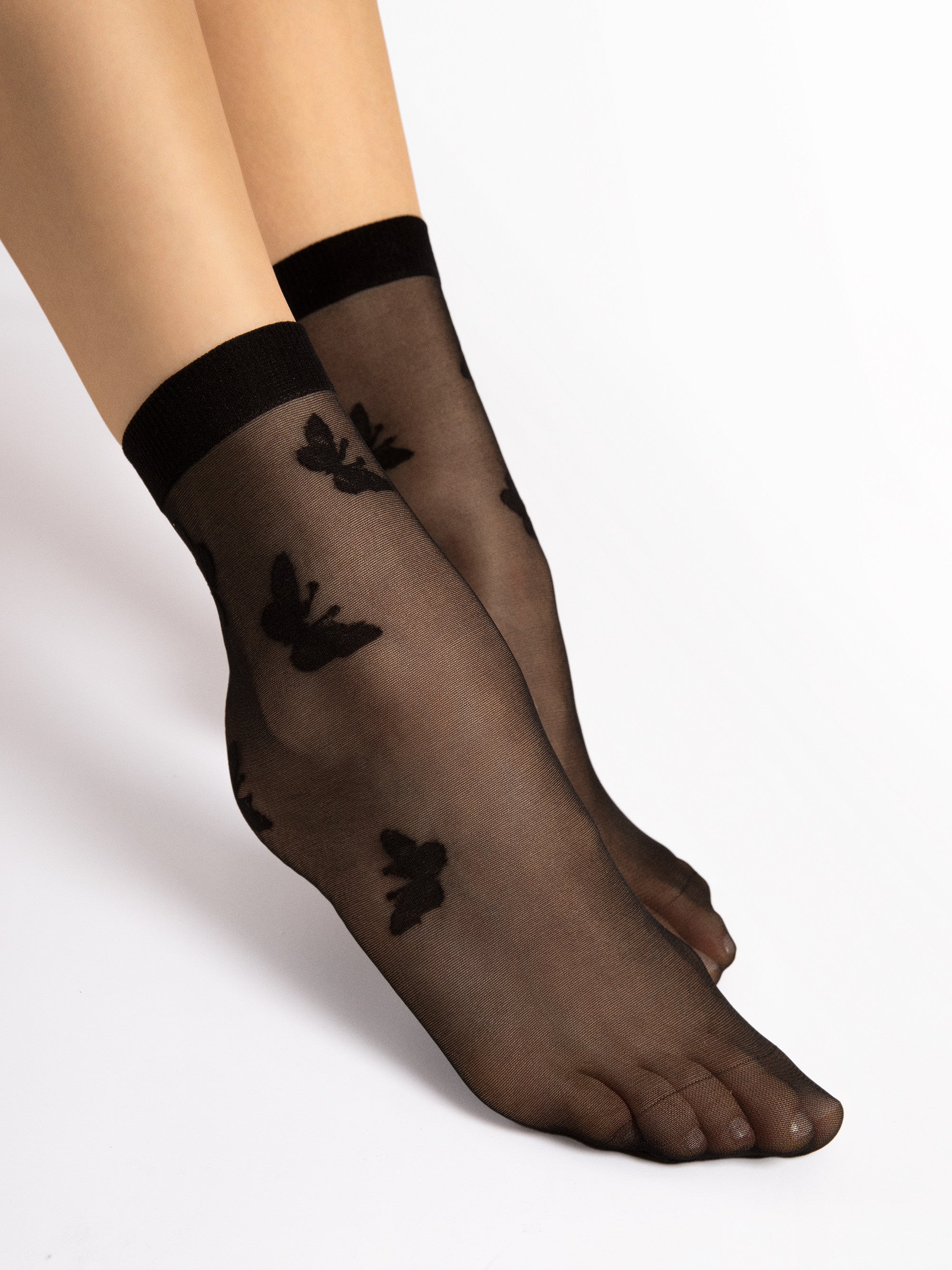 Fiore Sheer Butterfly Crew Socks – 15 Den
