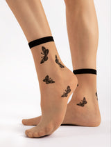 Fiore Sheer Butterfly Crew Socks – 15 Den