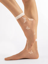 Fiore Sheer Butterfly Crew Socks – 15 Den