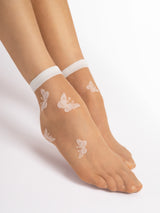Fiore Sheer Butterfly Crew Socks – 15 Den