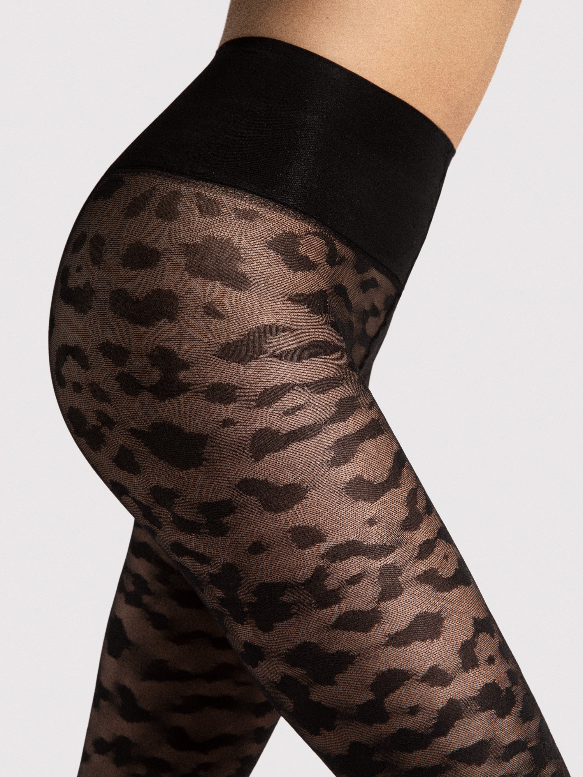 Fiore Leopard Print Shaping Pantyhose – 30 Den