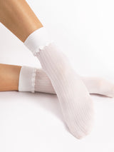 Fiore Diamond Rib Crew Socks – 40 Den