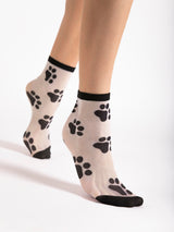 Fiore Paw Print Crew Socks – 20 Den