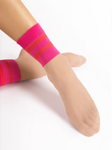 Fiore Sheer Stripe Crew Socks – 20 Den