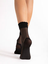Fiore Ruffled Picot Massage Crew Socks – 20 Den