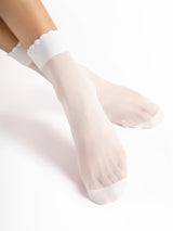 Fiore Ruffled Picot Massage Crew Socks – 20 Den