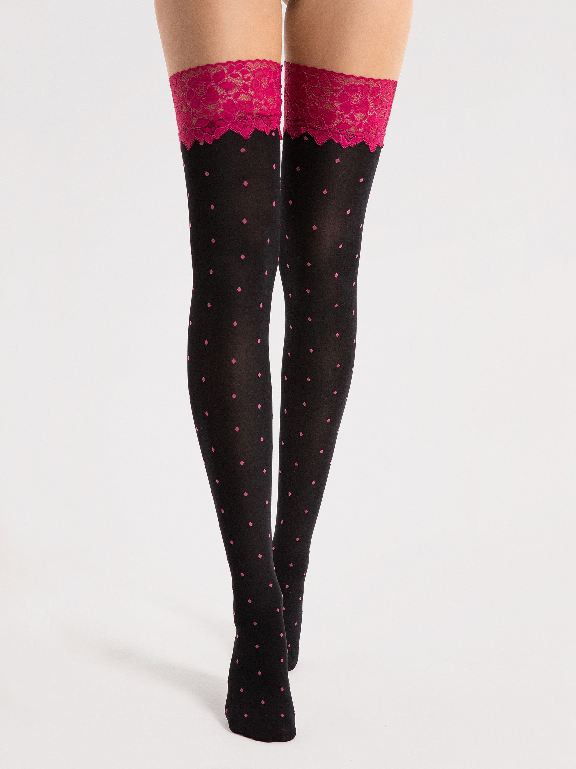 Fiore Volcan 40 Den Patterned Stay-Up Stockings