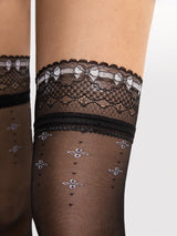Fiore Reveil 20 Den Patterned Stay-Up Stockings