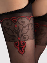Fiore Red Motif Suspender Pantyhose – 20 Den