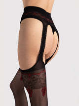Fiore Red Motif Suspender Pantyhose – 20 Den