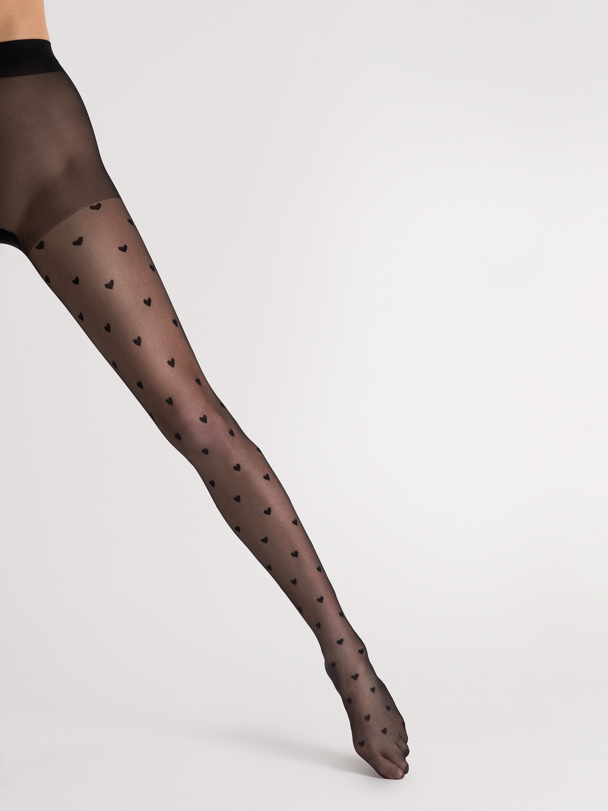 Fiore Heart Pattern Sheer Pantyhose – 15 Den