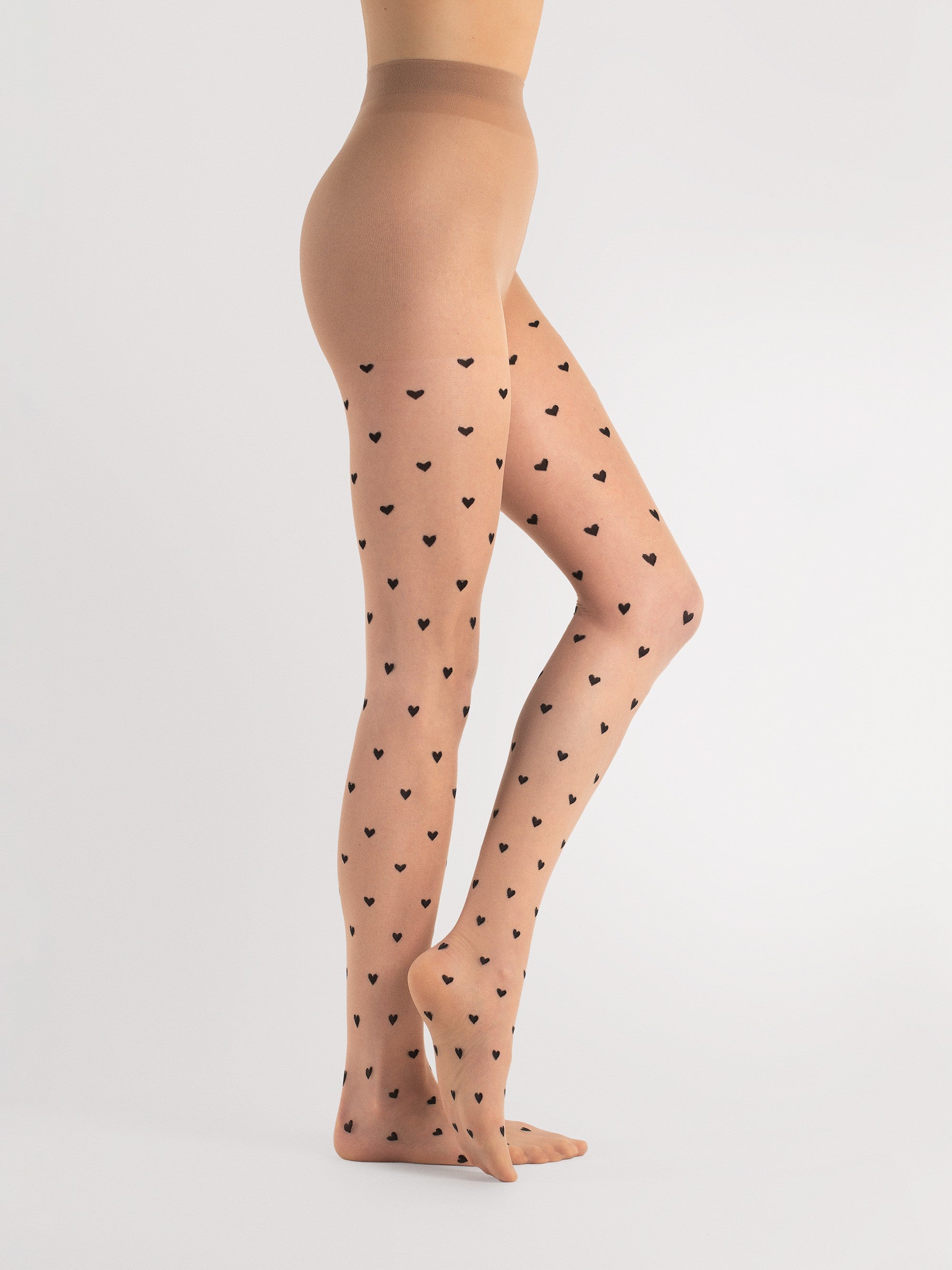Fiore Heart Pattern Sheer Pantyhose – 15 Den
