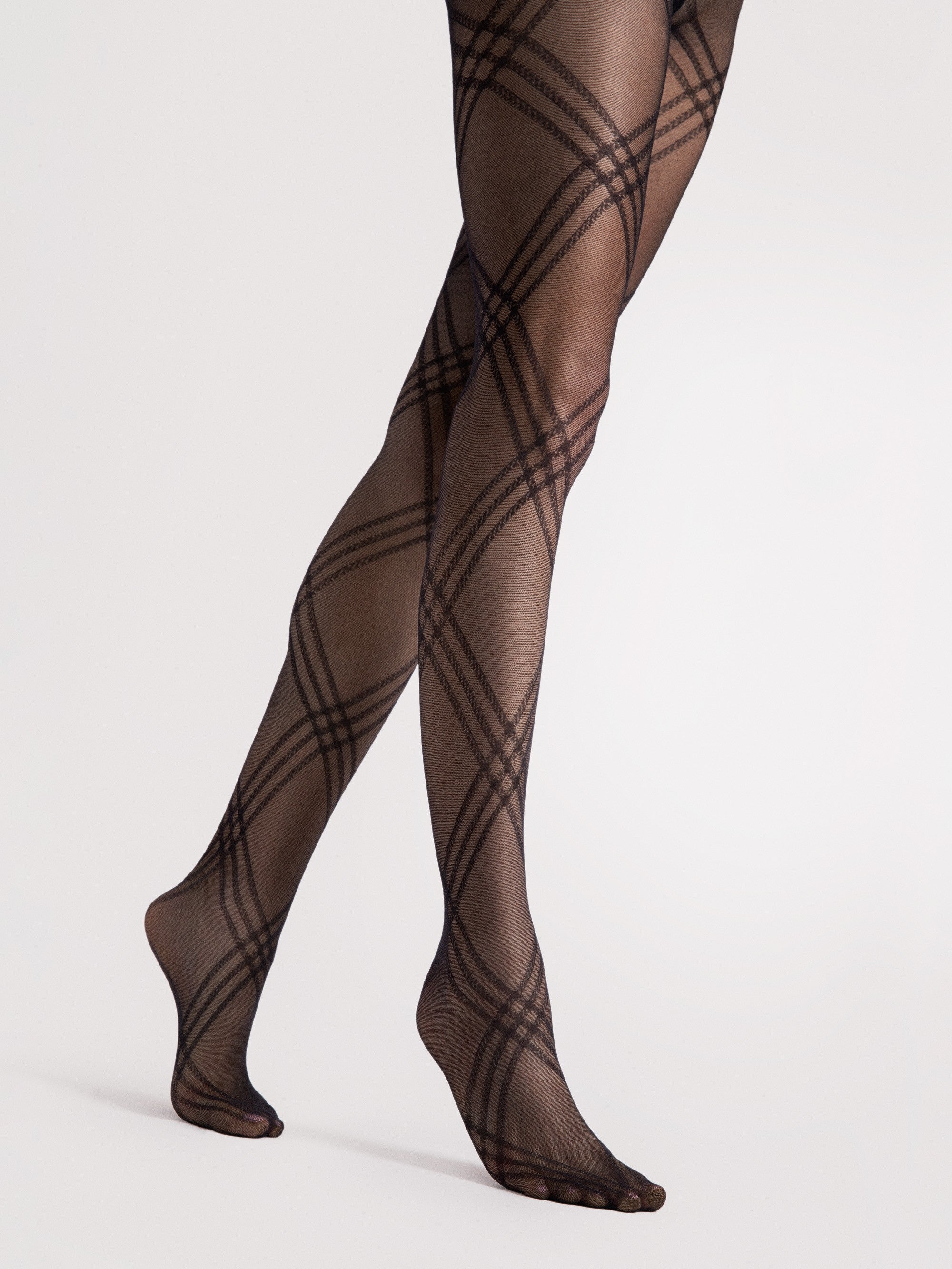Fiore Checkered Pattern Pantyhose – 30 Den