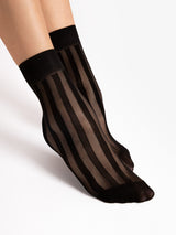 Fiore Vertical Stripe Crew Socks – 20 Den