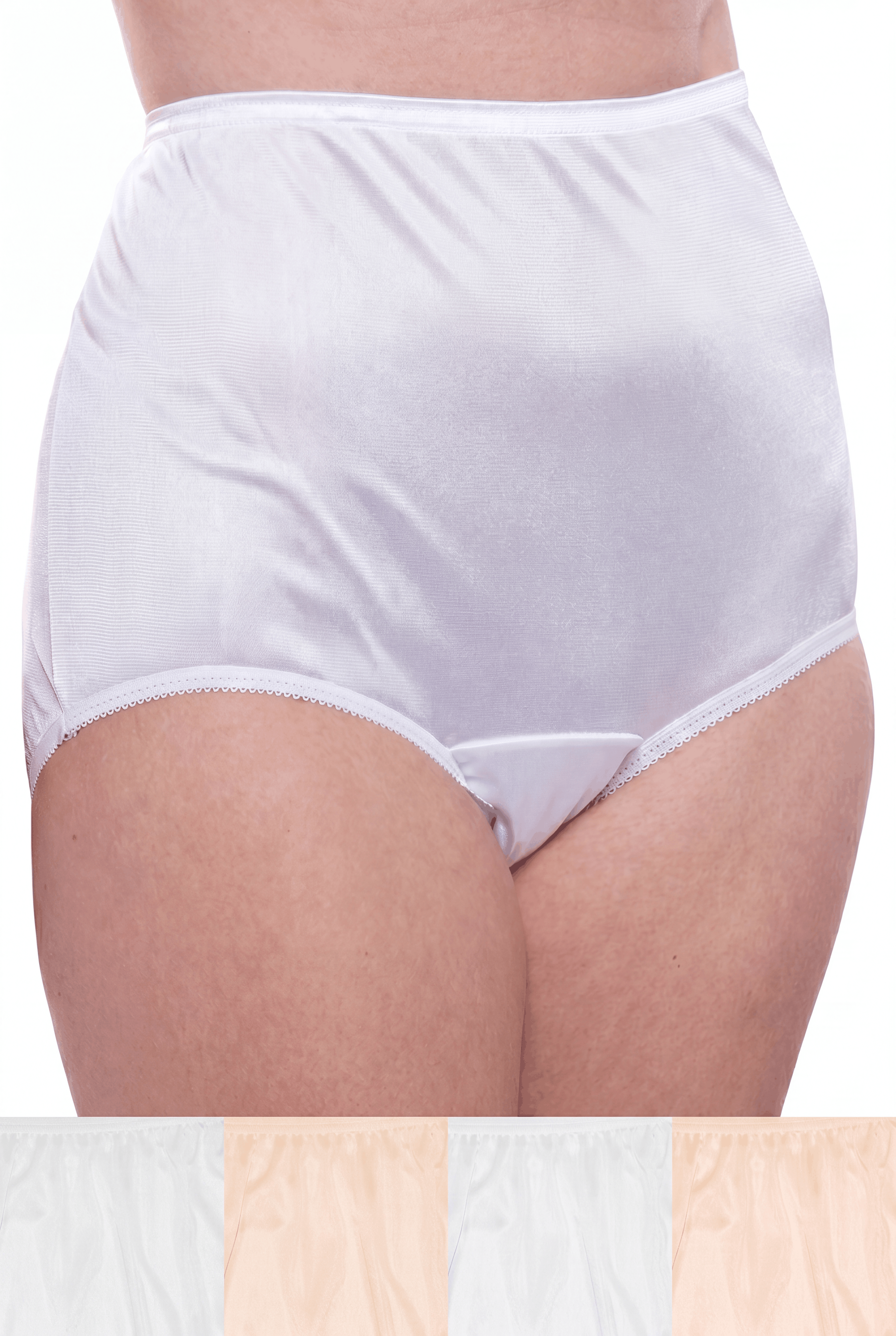 4 Pack Teri Lingerie Plain Jane Nylon Brief Panty