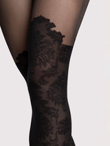Fiore Floral Mock Knee-High Pantyhose – 20 Den