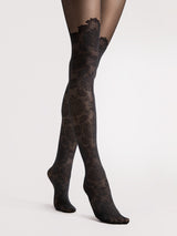 Fiore Floral Mock Knee-High Pantyhose – 20 Den