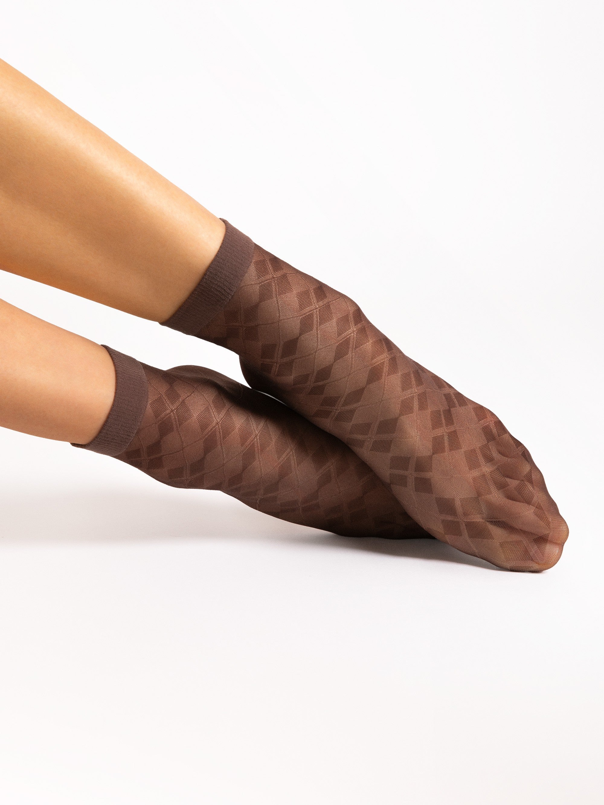 Fiore Una Oxford Pattern Ankle Socks - 20 Den