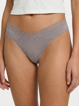 V-Front Modal Thong with Lace 3 Pack