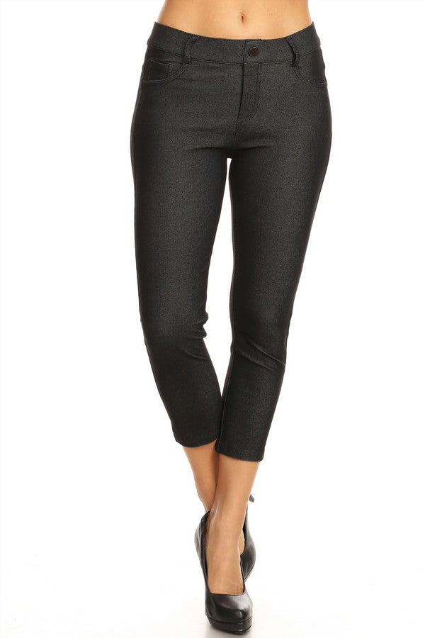 Stretchy 5-Pocket Capri Jeggings
