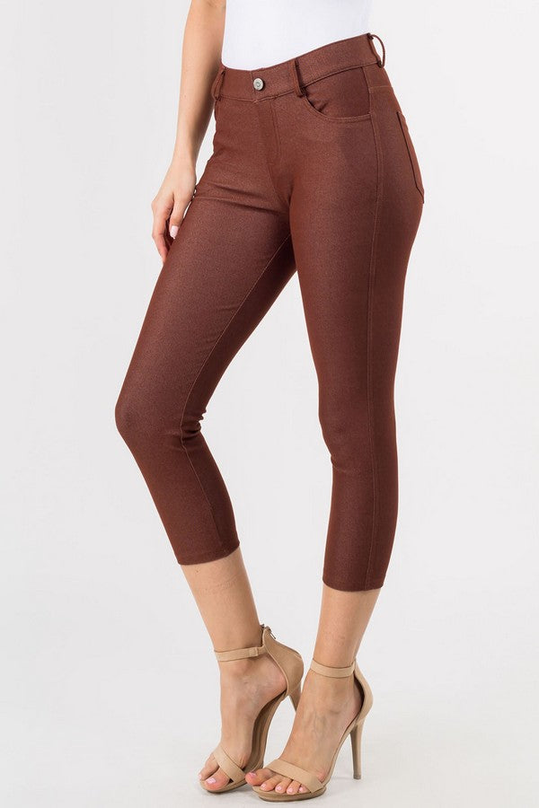 Stretchy 5-Pocket Capri Jeggings