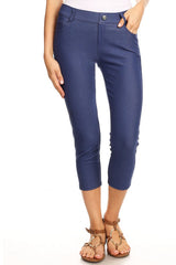 Stretchy 5-Pocket Capri Jeggings