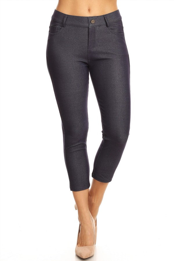 Stretchy 5-Pocket Capri Jeggings