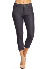 Stretchy 5-Pocket Capri Jeggings