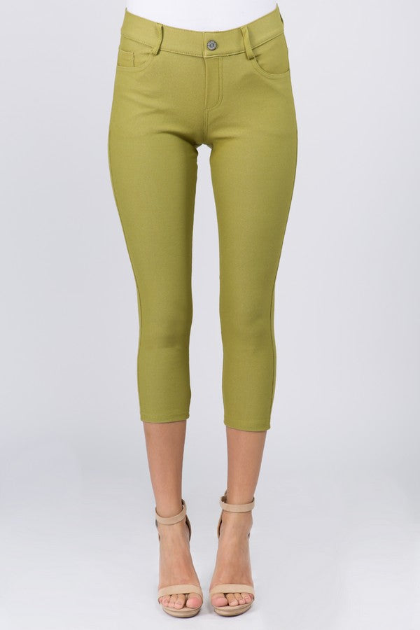 Stretchy 5-Pocket Capri Jeggings