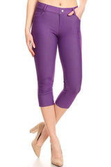 Stretchy 5-Pocket Capri Jeggings