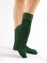 Fiore Shiny Lurex Crew Socks – 40 Den