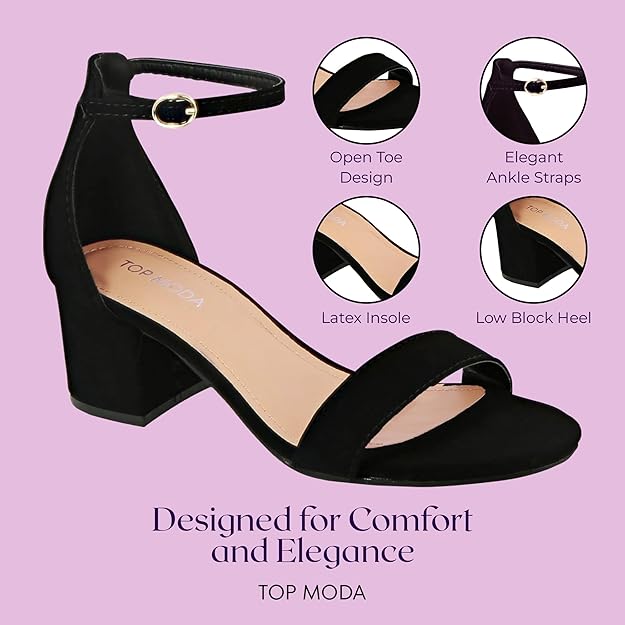 Elegant Ankle-Strap Block Heel Sandals